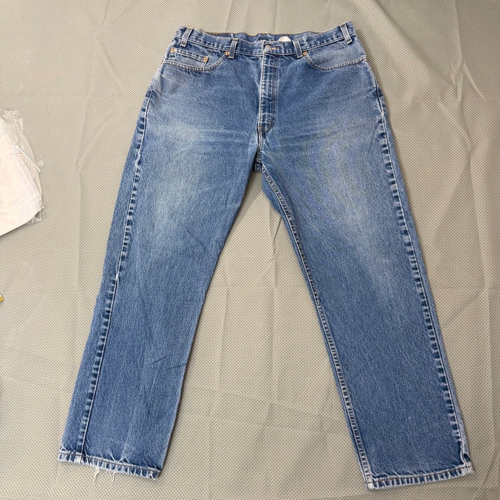 Levis 505 Regular Fit Jeans Mens W38 Blue Straight Leg Made USA Y2K Vintage